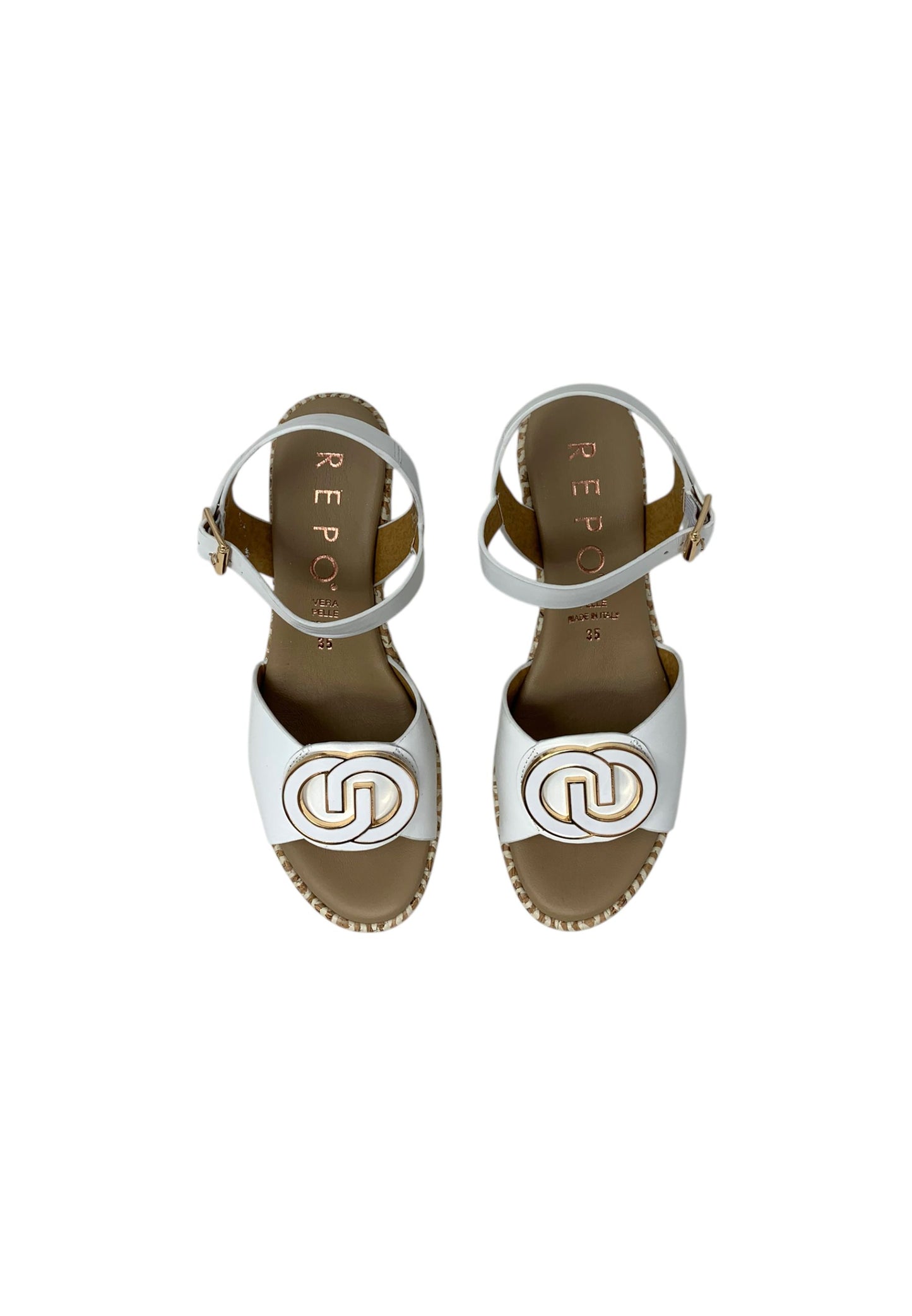 Sandali con zeppa REPO 52294-E5 BIANCO donna