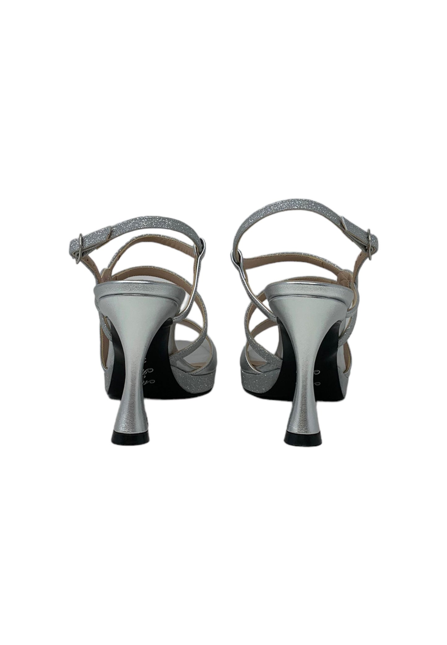 Sandali con tacco JOEL A5280 microglitter argento donna