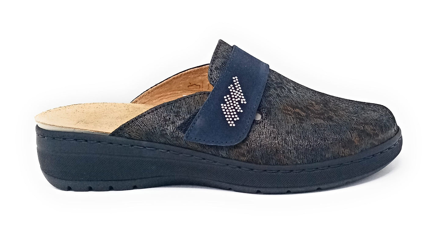pantofola comfort 8418 bronzo velour blu donna