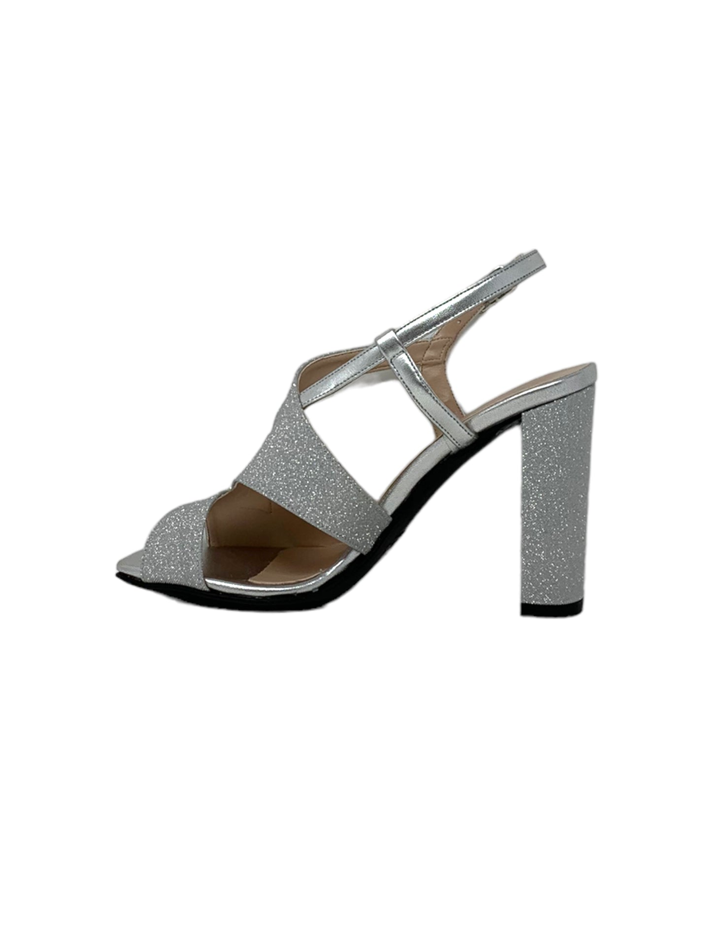 Sandalo col tacco JOEL A7531 LIZ LAME ARGENTO MICROGLITTER donna