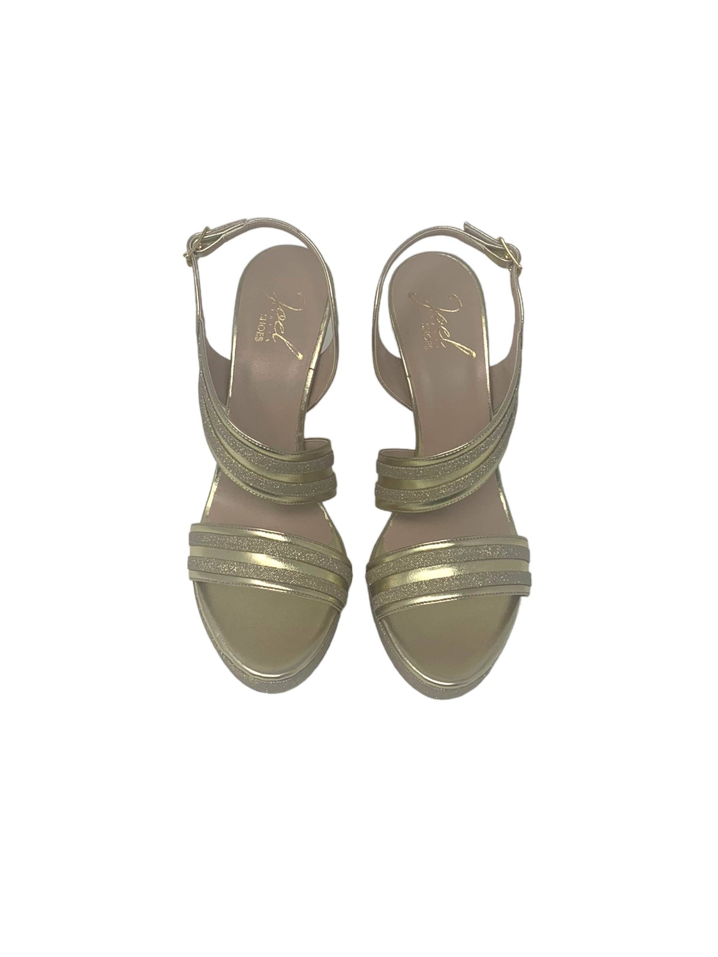 Sandalo col tacco JOEL A7348 MICROGLITTER PLATINO donna