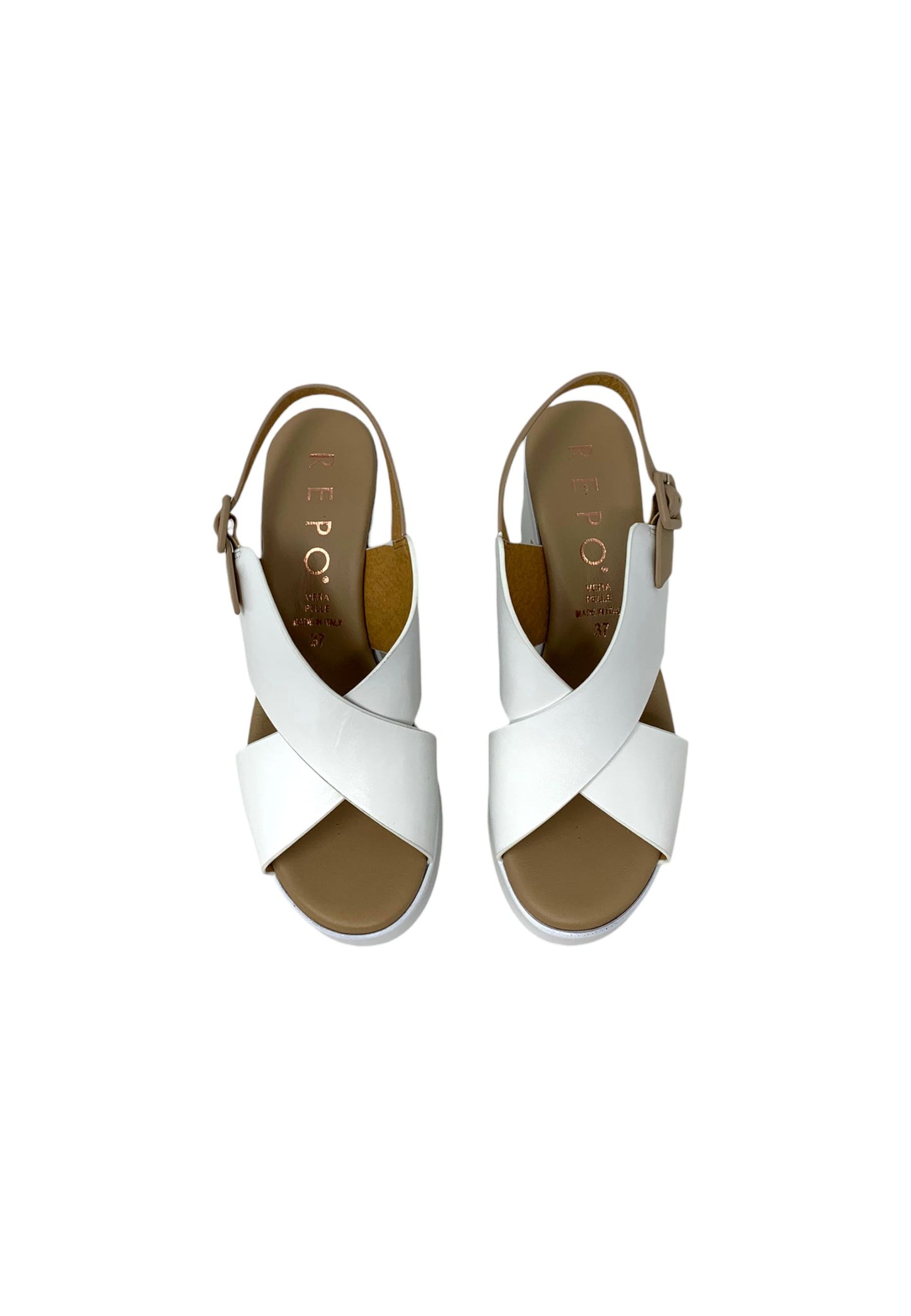 Sandali con tacco REPO 57274-E5 BIANCO BEIGE donna
