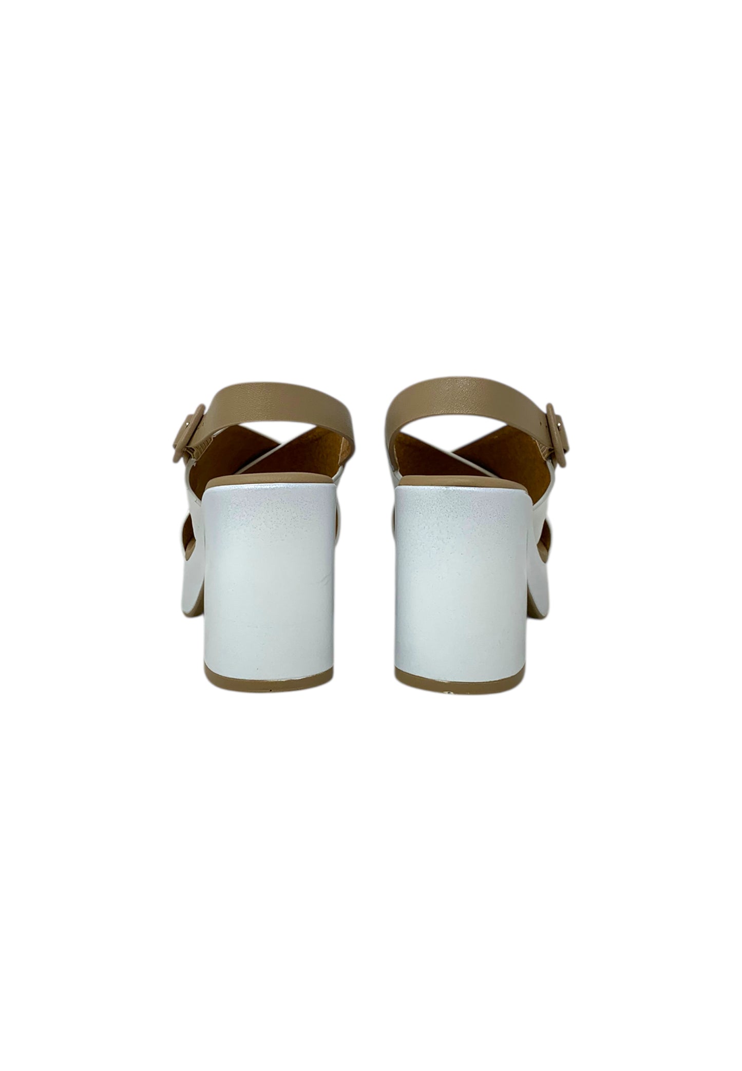Sandali con tacco REPO 57274-E5 BIANCO BEIGE donna