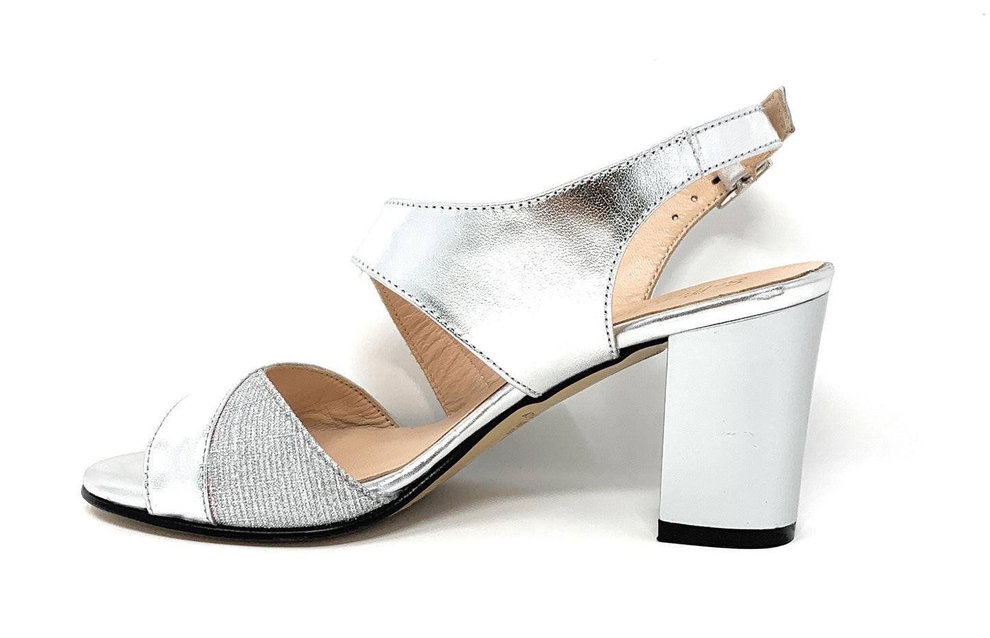 Sandalo col tacco SOFFICE SOGNO 21601 LAMINATO ARGENTO donna