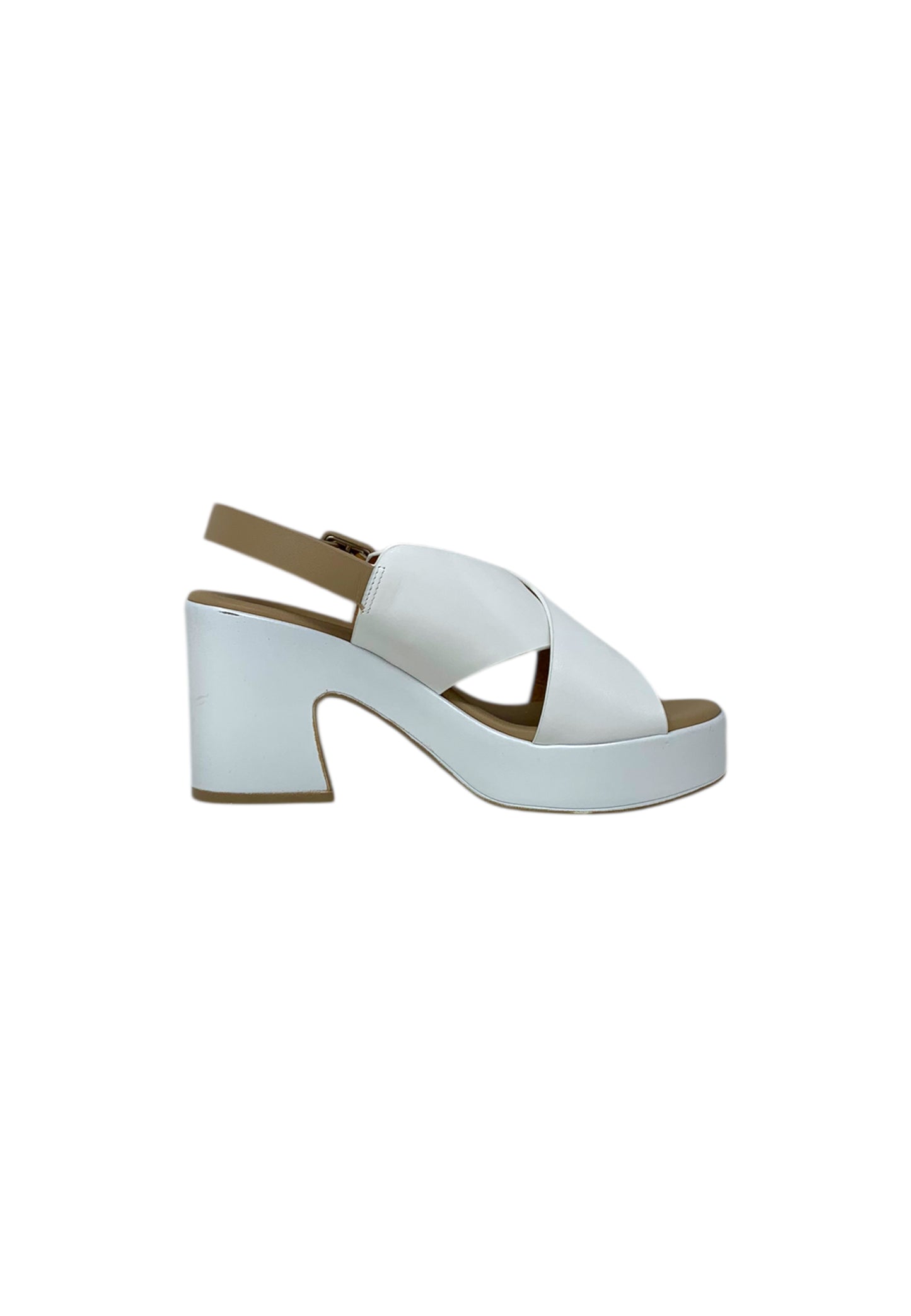 Sandali con tacco REPO 57274-E5 BIANCO BEIGE donna