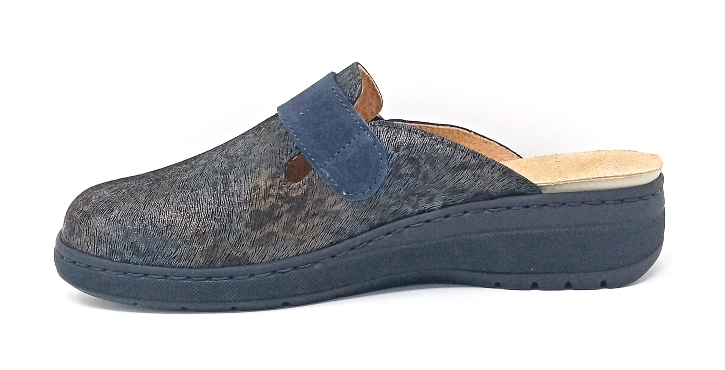 pantofola comfort 8418 bronzo velour blu donna