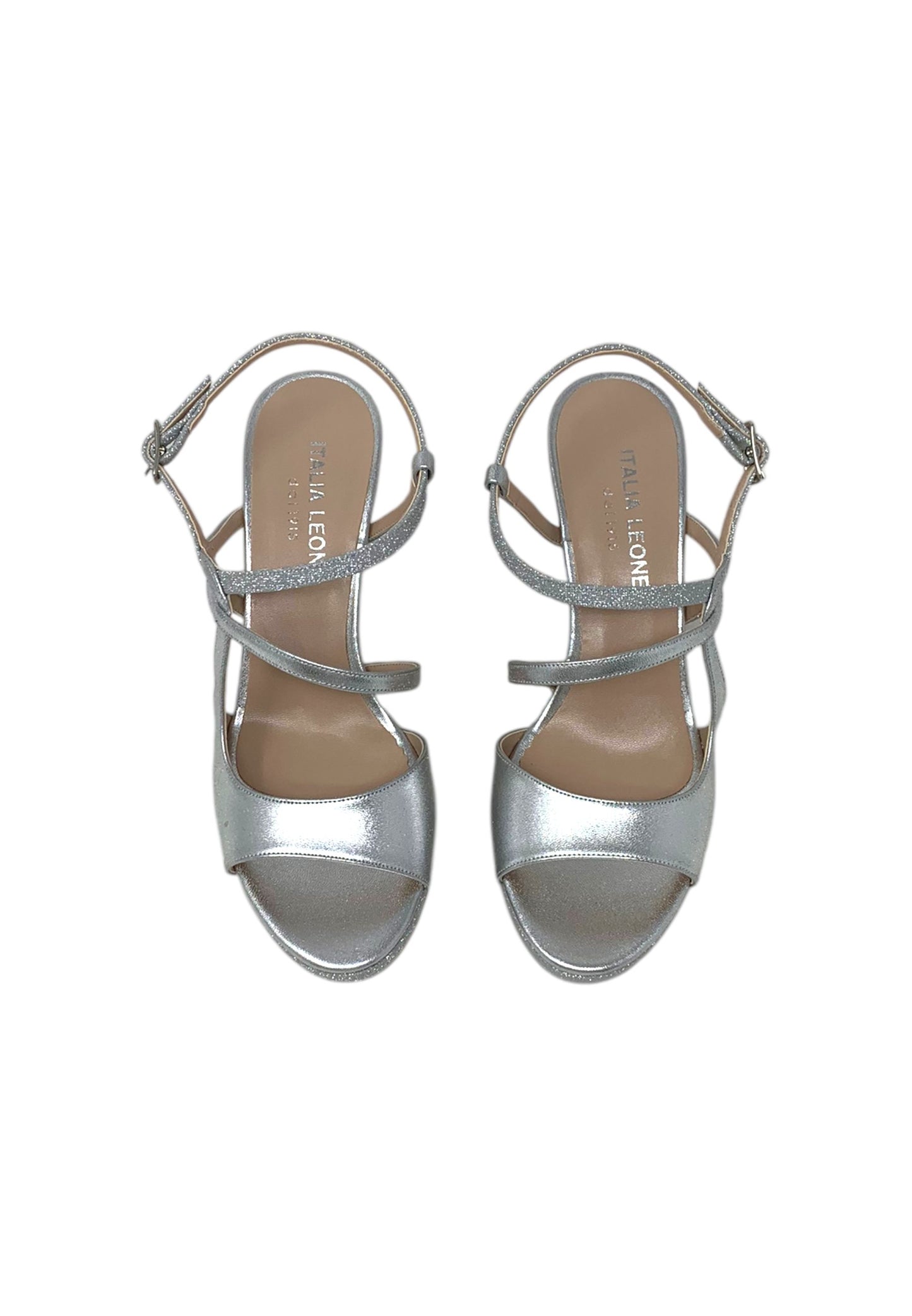 Italia Leone Sandali con tacco A5280 microglitter argento Donna