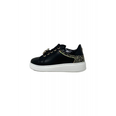 SNEAKER ASSO AG-16532 BLACK/GOLD bambina/ragazza