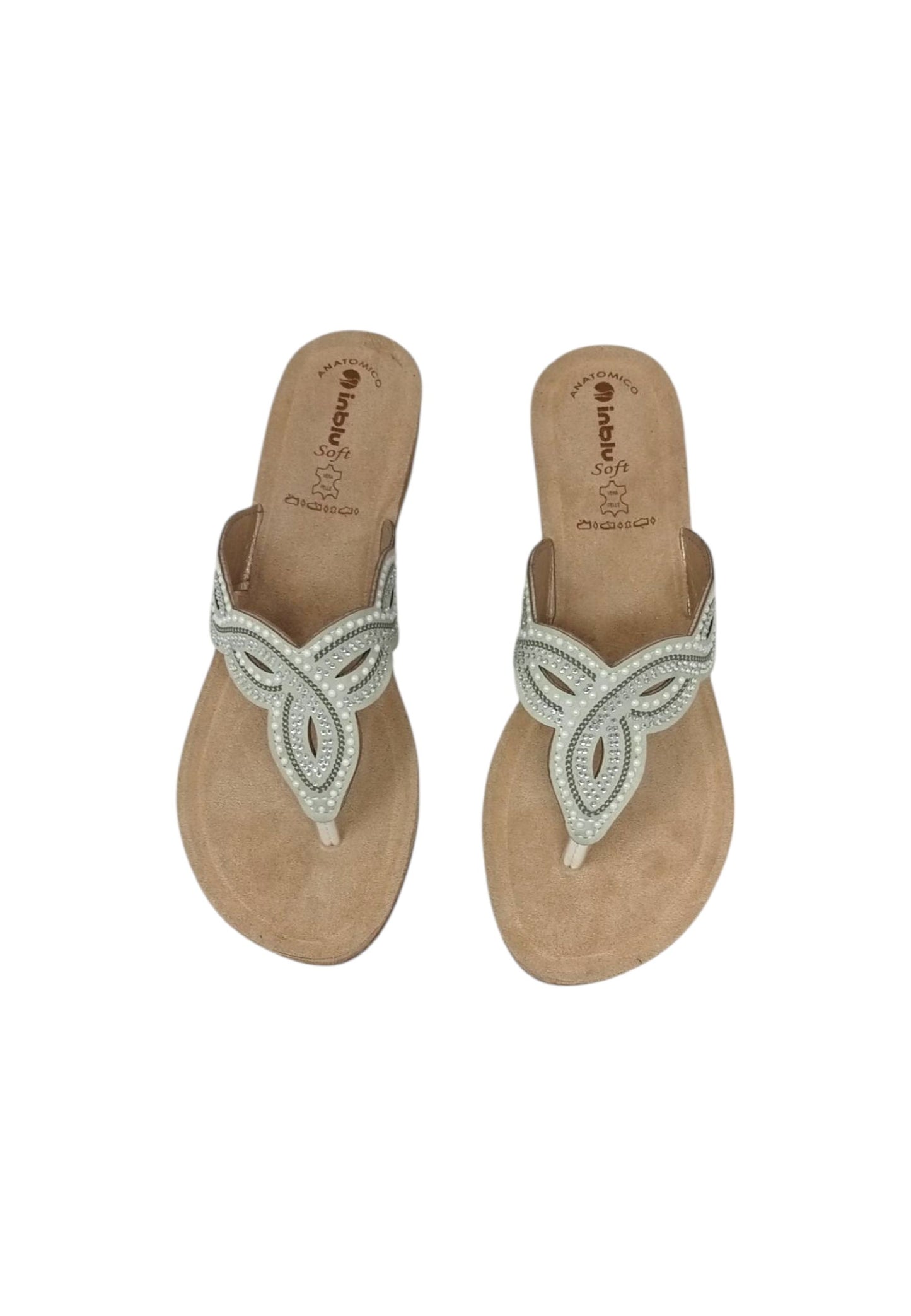 Ciabatta infradito con zeppa INBLU GO000015 GHIACCIO  donna