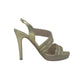 Sandalo col tacco JOEL A7348 MICROGLITTER PLATINO donna