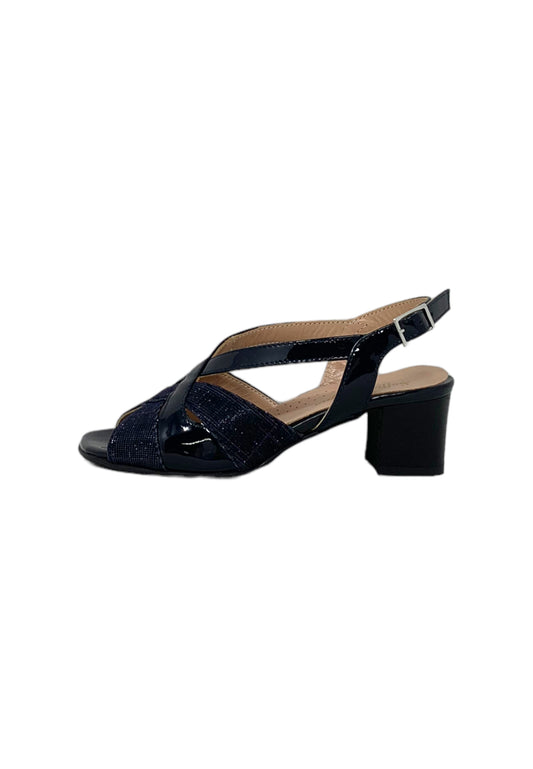 Sandalo con tacco SOFFICE SOGNO E23510T vernice blu - galassia notte donna