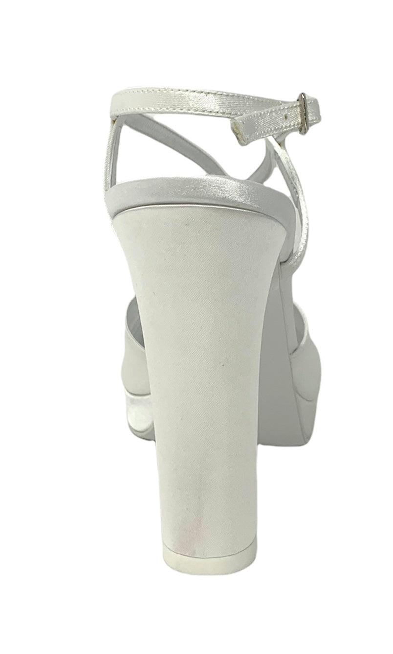 Sandalo col tacco JOEL A540 RASO MORELLI AVORIO SPOSA