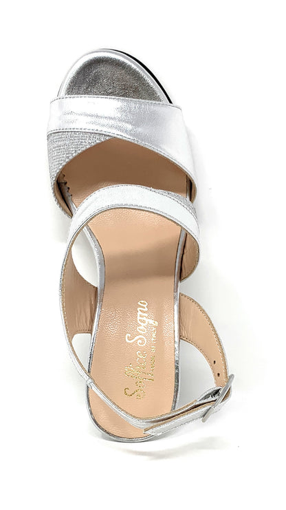 Sandalo col tacco SOFFICE SOGNO 21601 LAMINATO ARGENTO donna