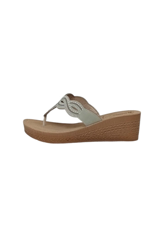Ciabatta infradito con zeppa INBLU GO000015 GHIACCIO  donna
