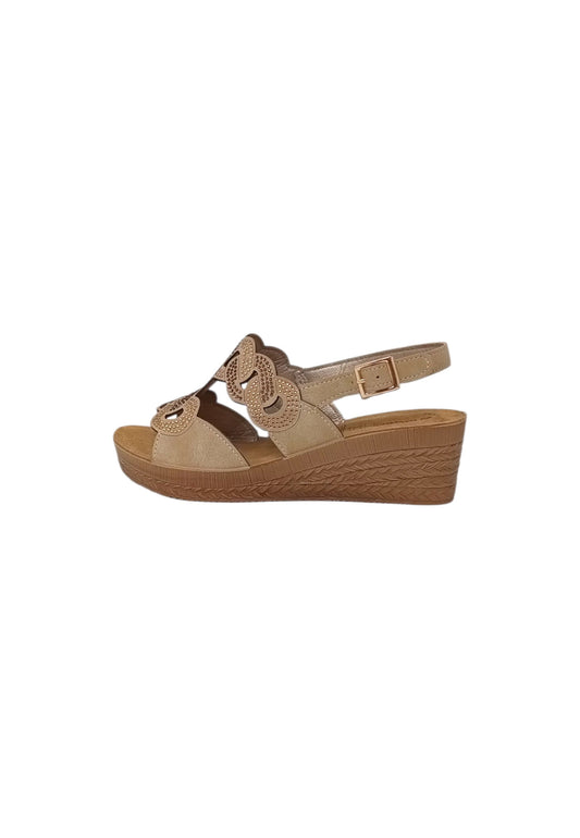 Ciabatta con zeppa INBLU GO000019 SABBIA donna