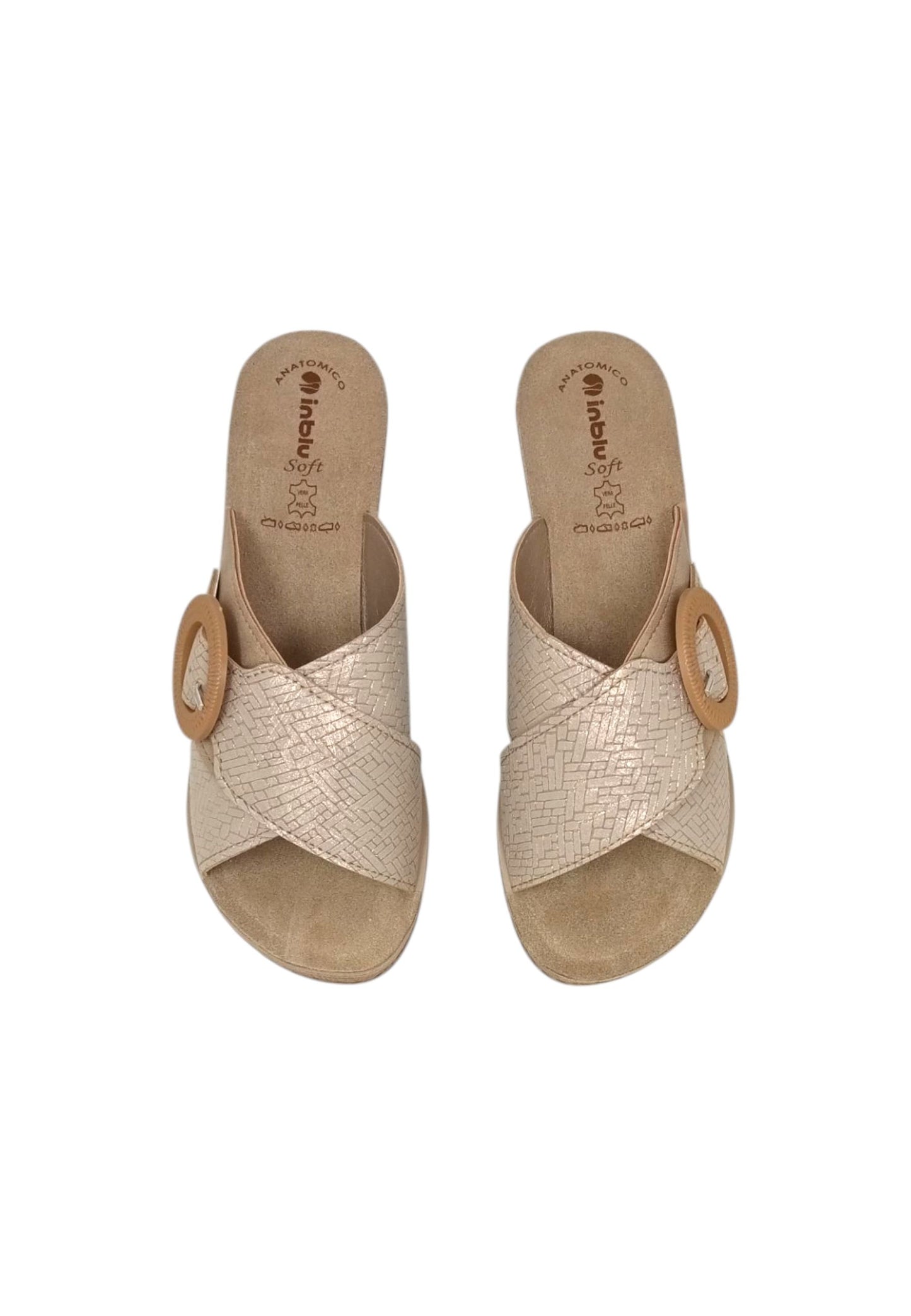 Ciabatta con zeppa INBLU GO000012 SABBIA  donna