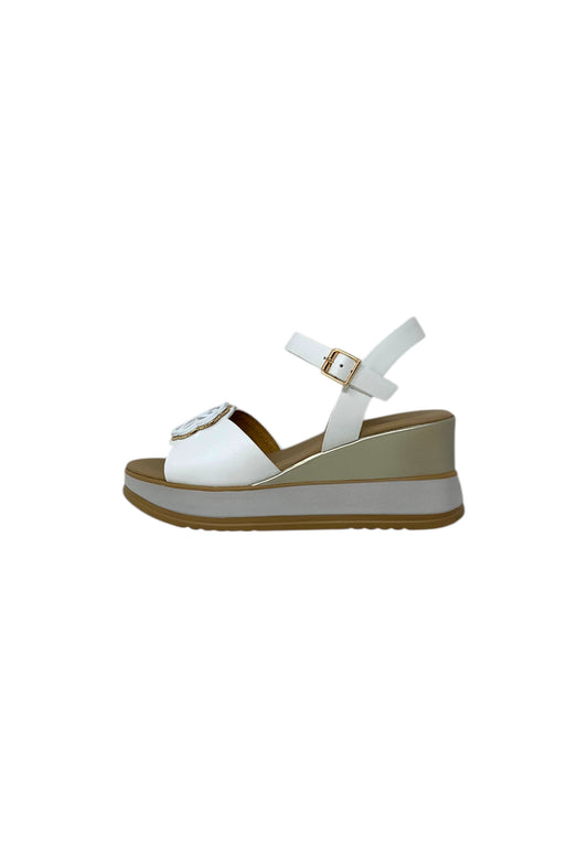 Sandali con zeppa REPO 21242-E5 BIANCO donna