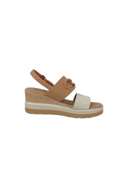 Sandali con zeppa REPO 20216-E6 AVORIO CAMEL donna