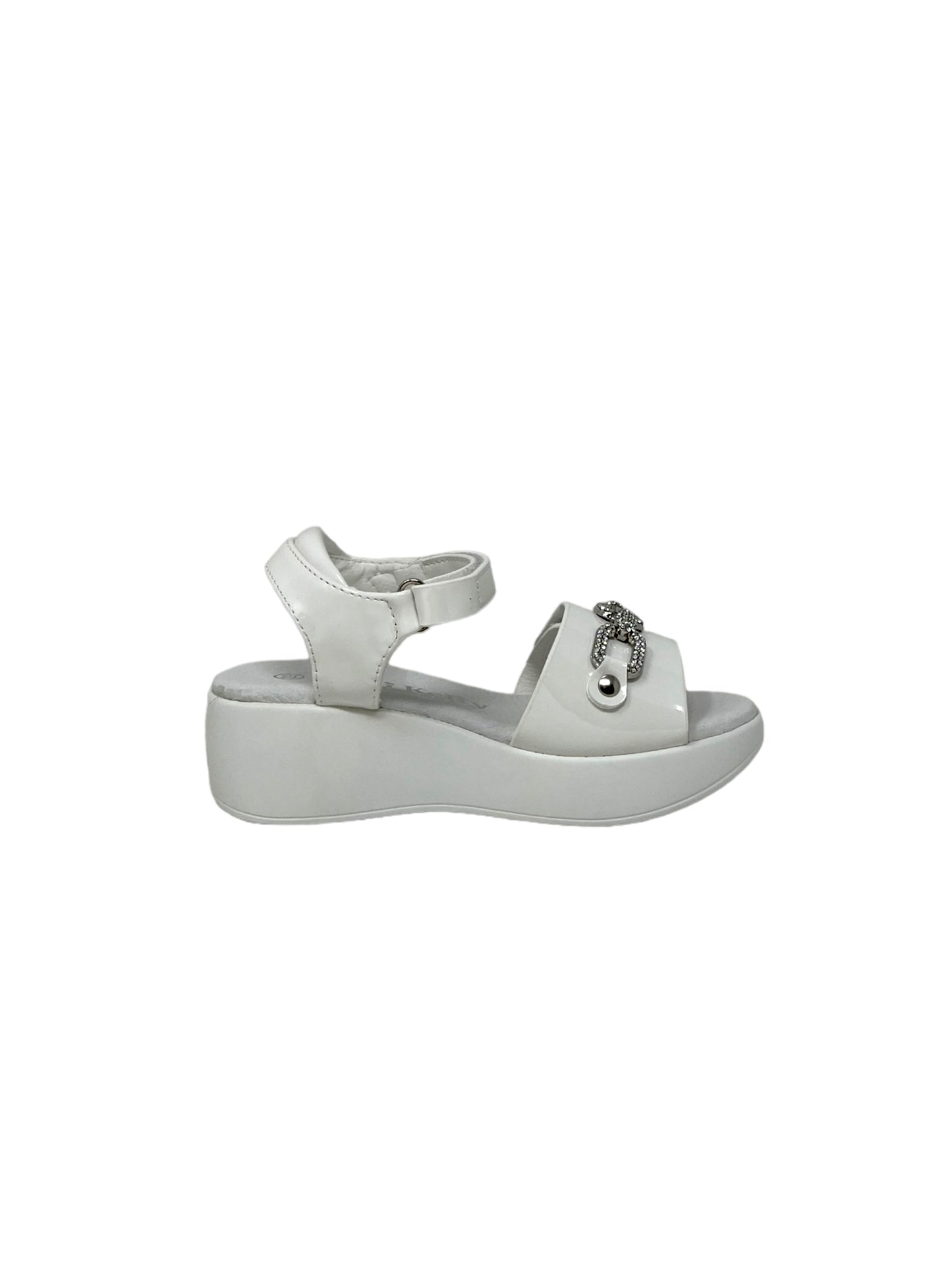 Sandalo da passeggio LelliKelly LKCA3512 BV bianco vernice bambina