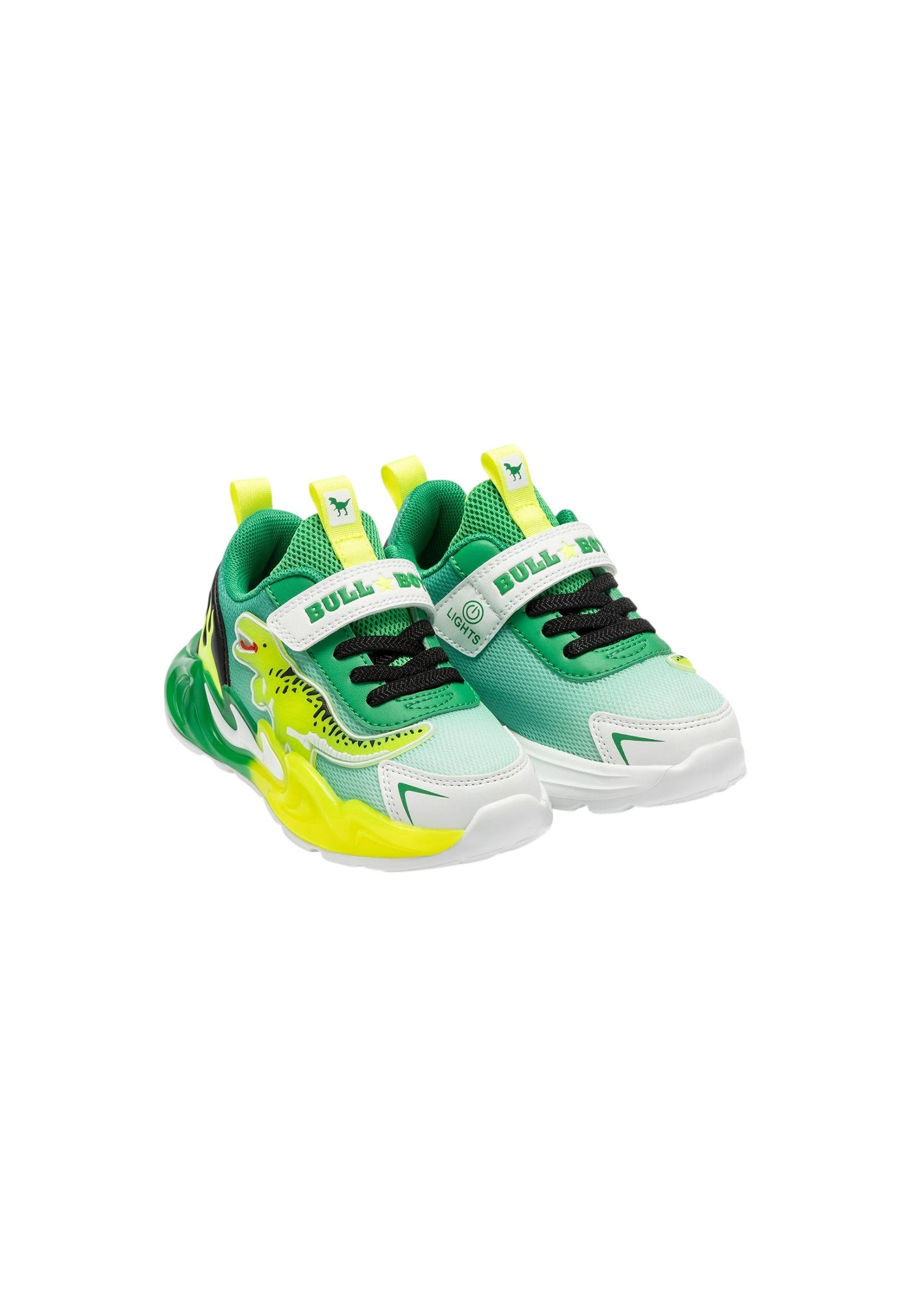Sneakers luminose Bull Boys Jurassic Rex DNAL5117 VERDE Bambino