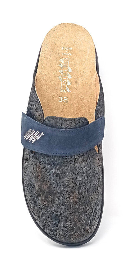 pantofola comfort 8418 bronzo velour blu donna