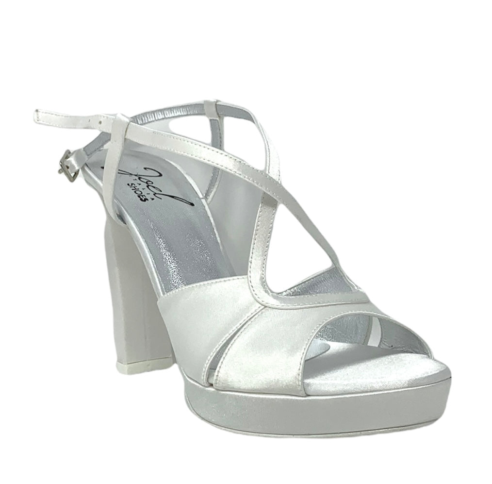Sandalo col tacco JOEL A540 RASO MORELLI AVORIO SPOSA